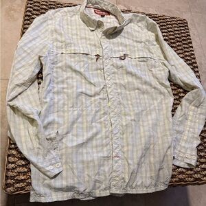 Simms Mens Performance Fishing Button-Down Shirt  Plaid Long Sleeve (M5)